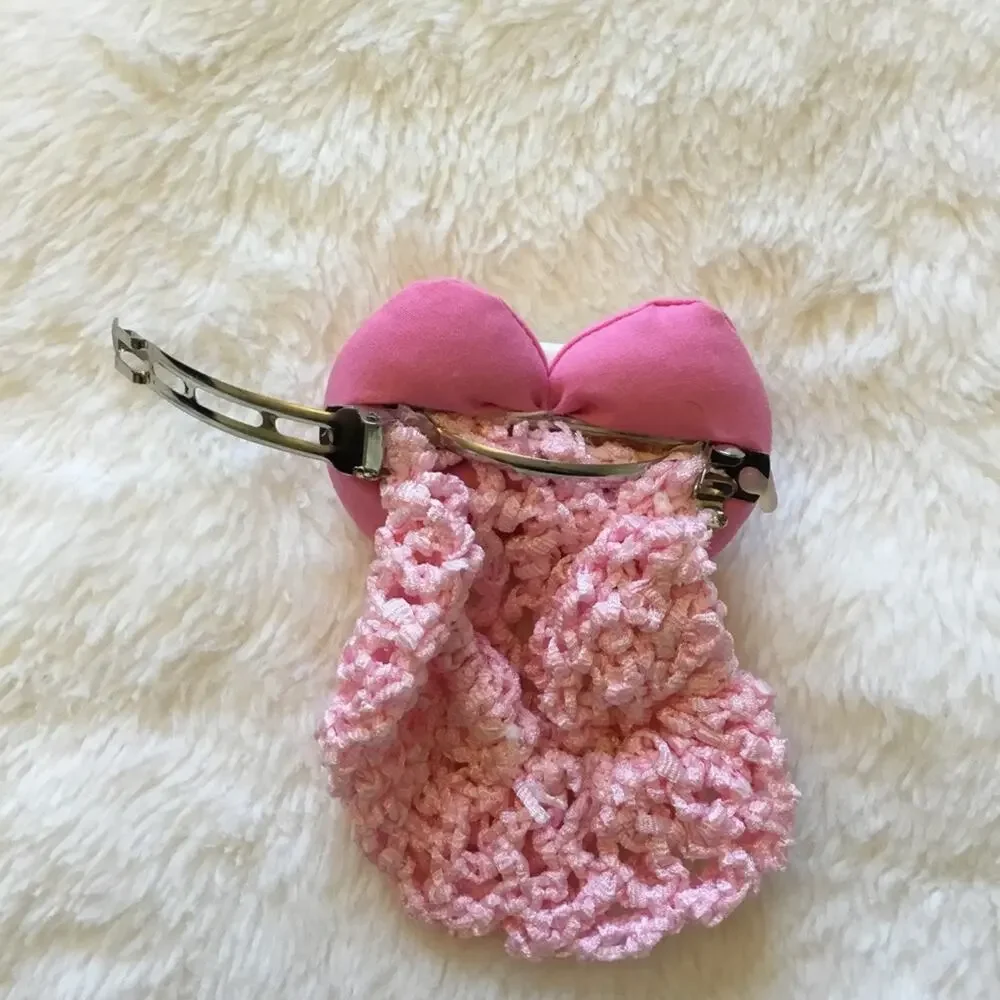 Vintage-Hello Kitty Pink Crochet Oversize Wrap Hair Clip